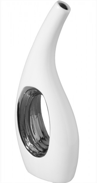 Almina Seramik Dekoratif Vazo | 34 cm | Beyaz | Al-9232