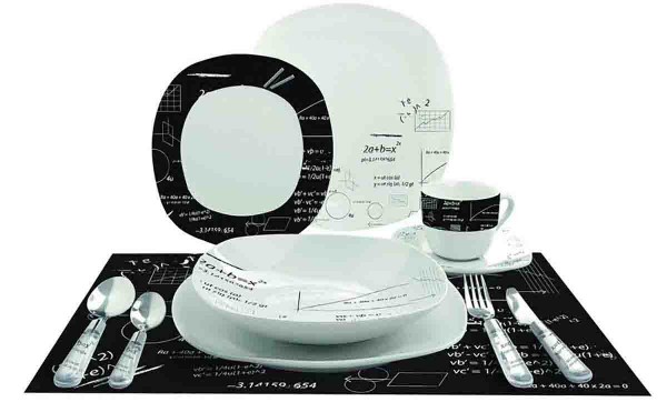 Michelino 60 Parça Porselen Yemek Takımı Çatal Bıçak Seti Masa Örtülü | Siyah Beyaz | 6 Kişilik
