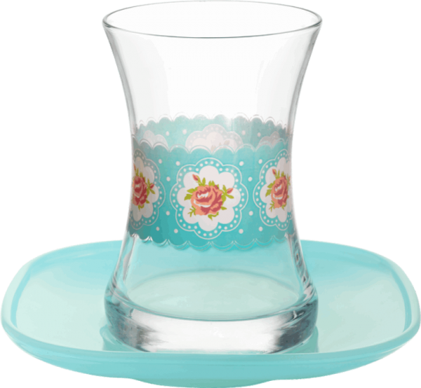 Lav 6'lı Mona Çay Bardağı Seti 12 Parça | 155cc | Mavi