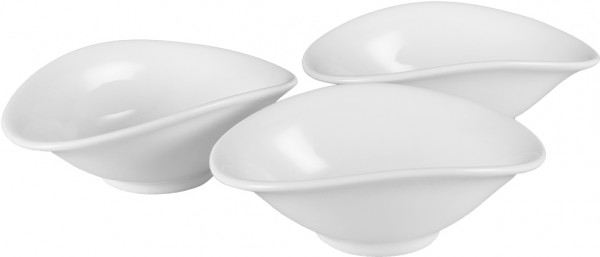 Bavary 3'lü Porselen Mini Kase Seti 60ml | Oval | Beyaz