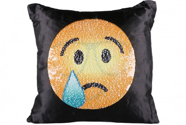 Dekonaz Dekoratif Pullu Yastık 40x40cm | Gözlüklü Ağlayan Emoji | MTL-0012
