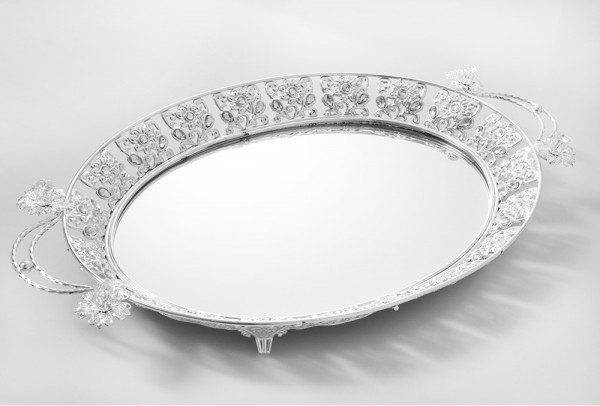Duygu Oval Aynalı Tepsi | Gümüş | Dg-9813