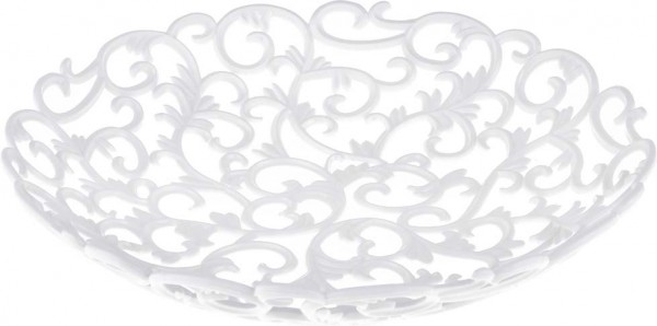Dekonaz Ekmek Sepeti Yaprak Desenli Beyaz Yuvarlak Tasarım