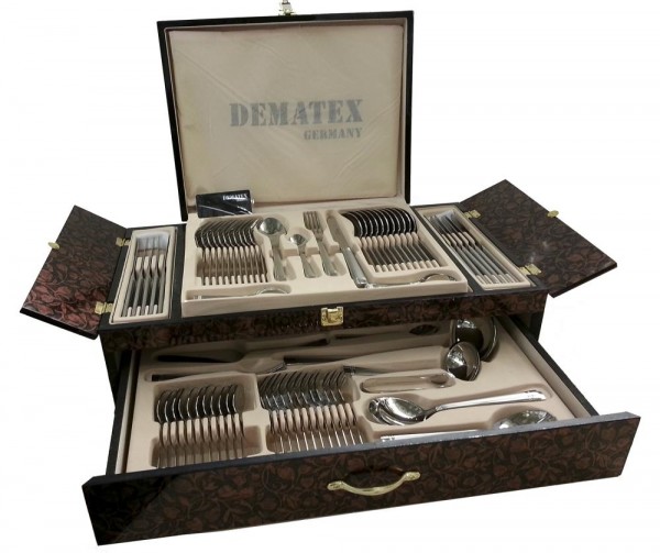 Dematex Lüks Çantalı 84 Parça Çatal Kaşık Bıçak Seti 12 Kişilik | 9076-sade