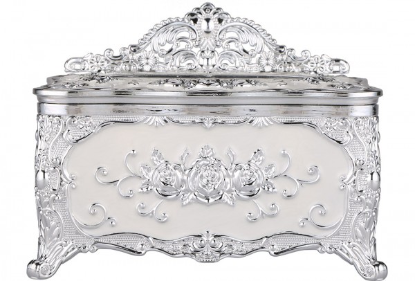 Bavary Peçete Kutusu | Gümüş & Beyaz | By-Box-Silver