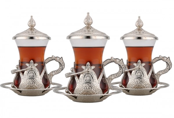 Asia 6'lı Osmanlı Çay Seti | 20 Parça | Gümüş | Asia-0003
