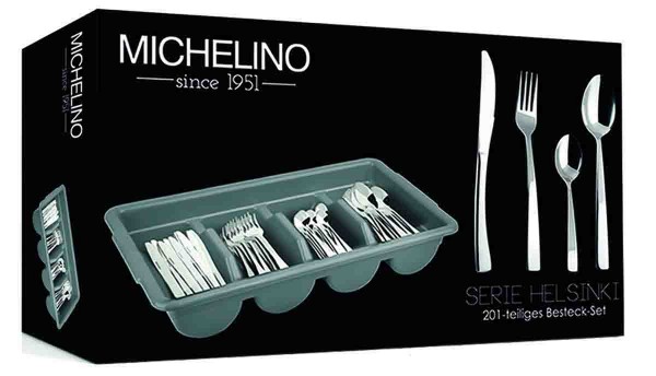 Michelino 50 Kişilik Çatal Bıçak Seti 201 Parça XXL Restoran Kutusu Dahil