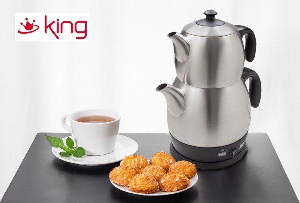 King Elektrikli Çay Makinesi 2200W | 3 Litre | Gümüş