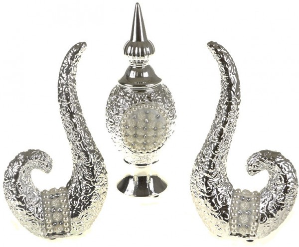 Almina 3'lü Dekoratif İşlemeli Vazo Seti