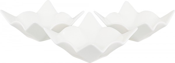 Bavary 3'lü Fine Porselen Mini Servis Kasesi Tabağı | Beyaz