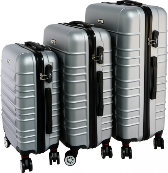 İmex Hard Case 3'lü Bavul Seti 360 ° Dönen Tekerlekli | Gümüş | TSA Kilitli