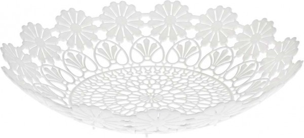 Ekmek Sepeti Çiçekli Beyaz Zarif İşlemeli Tasarım Yuvarlak