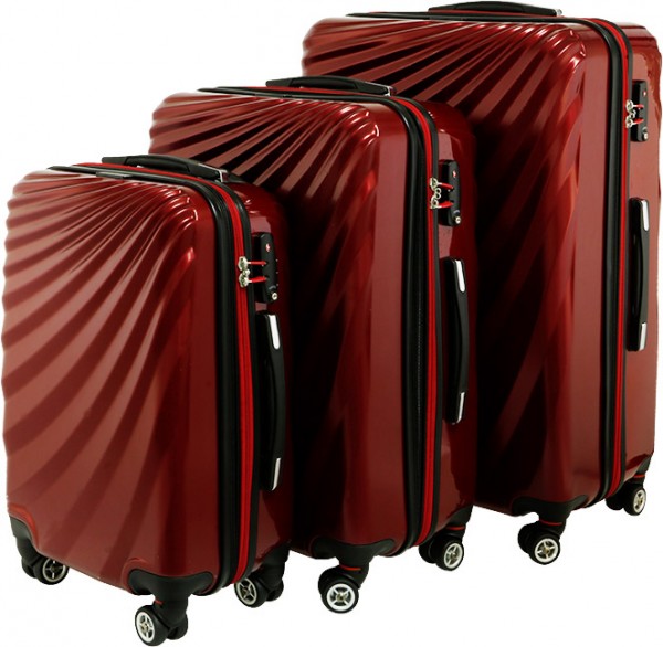 Viviana Hard Case 3'lü Bavul Seti 360° Dönen Tekerlekli | Kırmızı | TSA Kilitli