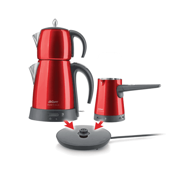 Arzum Ehlikeyif Delux Çay ve Kahve Makinesi Seti - Kırmızı