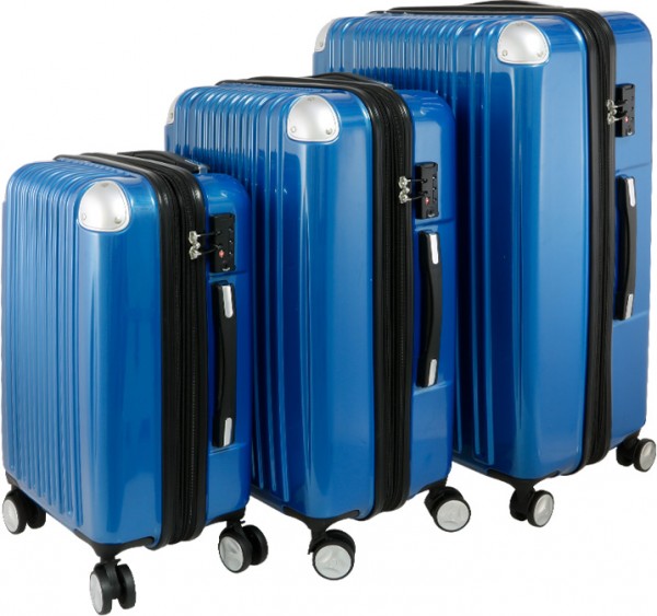 Viviana Hard Case 3'lü Lüks Bavul Seti 360° Dönen Tekerlekli | Mavi | TSA Kilitli