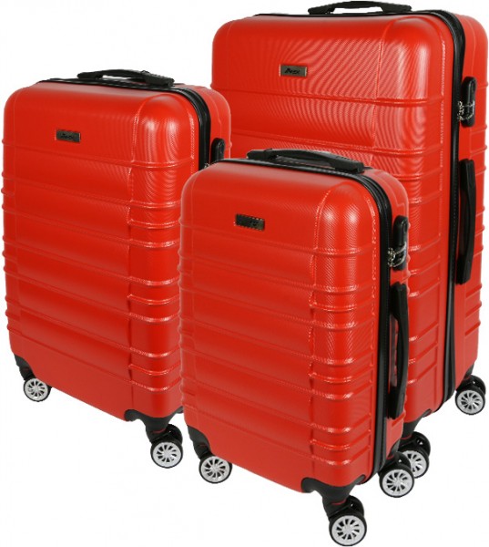 İmex Hard Case 3'lü Bavul Seti 360 ° Dönen Tekerlekli | Kırmızı | TSA Kilitli