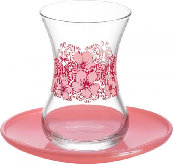 LAV 6'lı Manolya Çay Bardağı Takımı 12 Parça Çiçek Çelenk | DMT303-ASN274-7