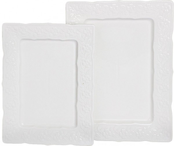 Almina 2 Parça Porselen Servis Tabağı | Beyaz | AL-0412
