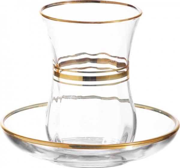 Lav Gold 6'lı Çay Bardağı Seti | Klasik | 115ml | 12 Parça
