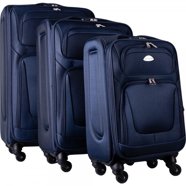 Bavary | 3'lü Bavul Seti | Tekerlekli | Mavi | Şifreli | G1960-NAVY