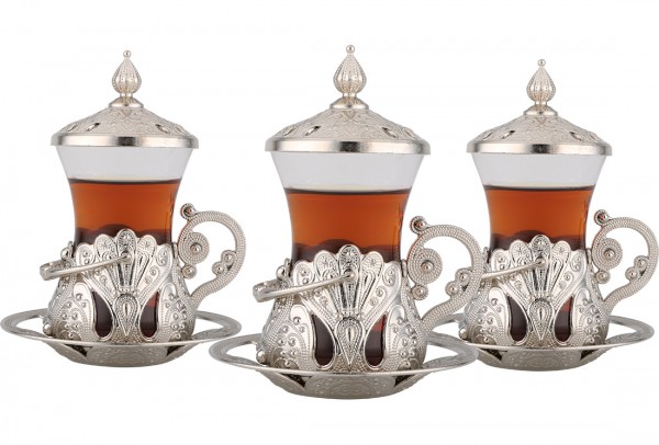 Asia 6'lı Osmanlı Çay Seti | 20 Parça | Gümüş | Asia-0001