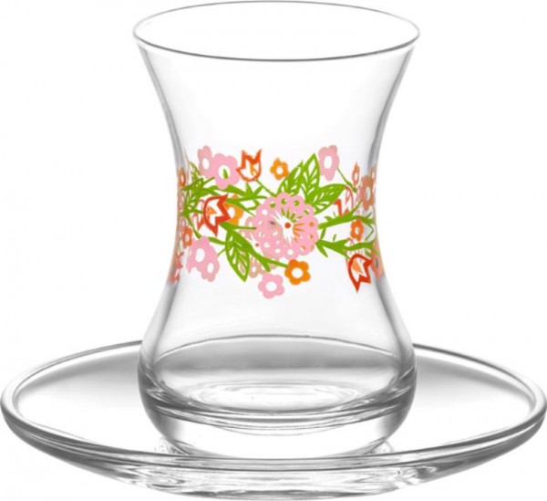 LAV 6'lı İlkbahar Çay Bardağı Takımı 12 Parça Çiçek | DMT303-ASN274-6