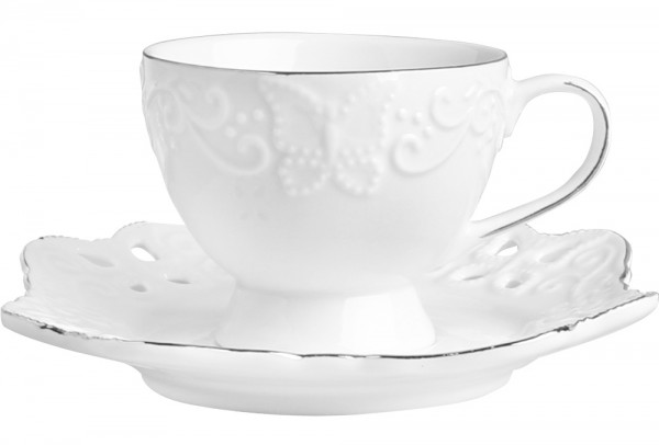 Dematex 6'lı Türk Kahve Fincanı Kelebek Motif - Hediye kutulu | Beyaz