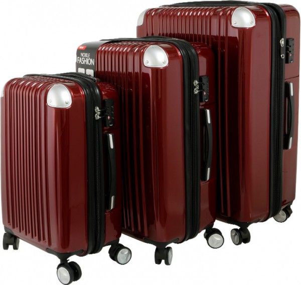 Viviana Hard Case 3'lü Lüks Bavul Seti 360° Dönen Tekerlekli | Şarap Kırmızısı | TSA Kilitli