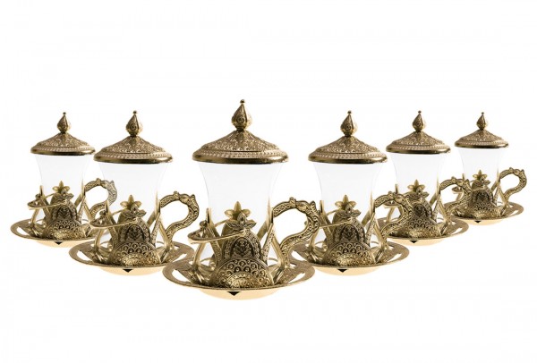 Asia 6'lı Osmanlı Çay Seti | 24 Parça | Altın | Asia-5225-Gold