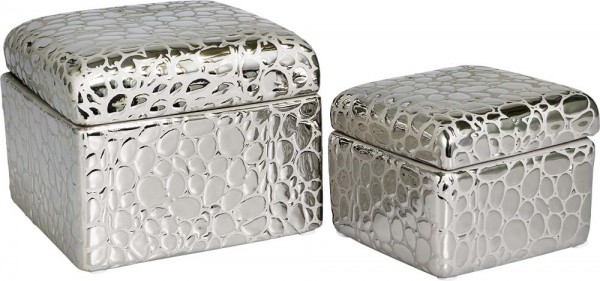 Dekonaz İkili Dekoratif Taşlı Takı Kutusu | Gümüş