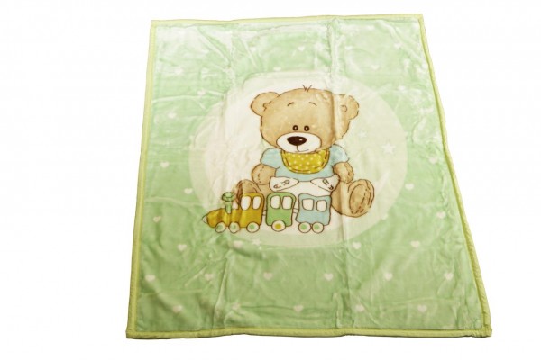 Onur Teddy 110 x 140 cm Yün Bebek Battaniyesi - Yeşil