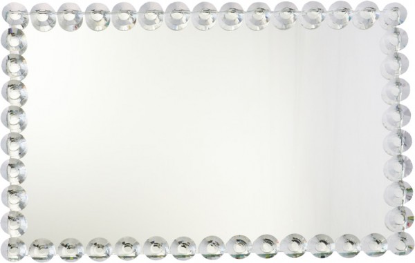 Dematex Aynalı Kristal Taşlı Lüks Tepsi - Kulpsuz | Gümüş