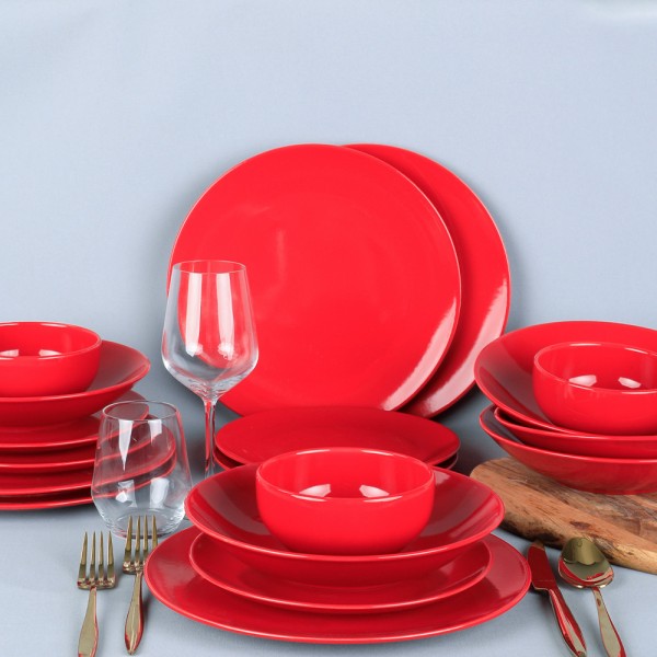 Keramika | 24 Parça 6 Kişilik Gama Kırmızı Yemek Takımı